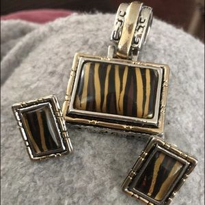 Necklace charm set with earrings